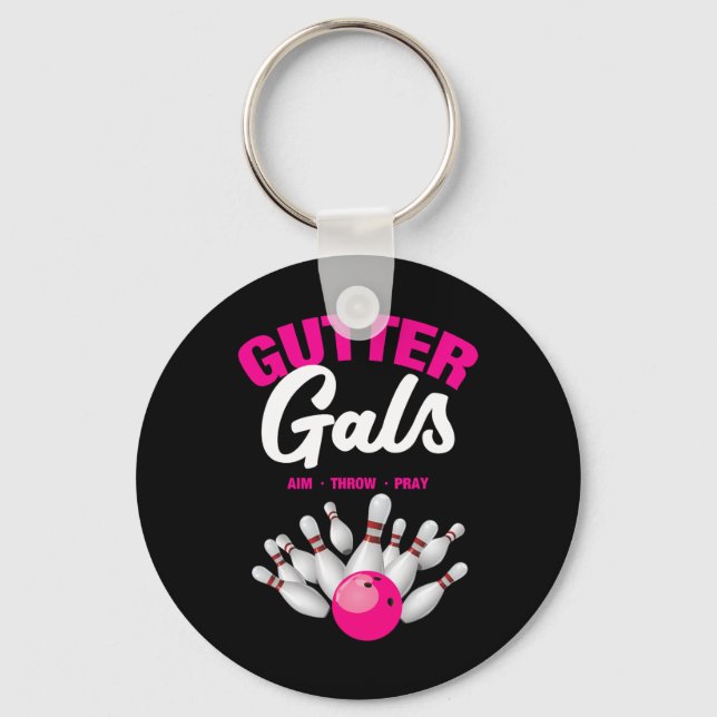 Chaveiro Gutter Gals Nome de Equipe de Boliche Engraçado pa (Frente)