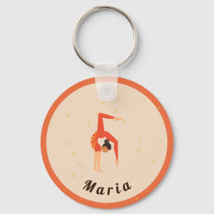 Chaveiro Gymnast Gymnastics Laranja Sparkle Tema do Esporte