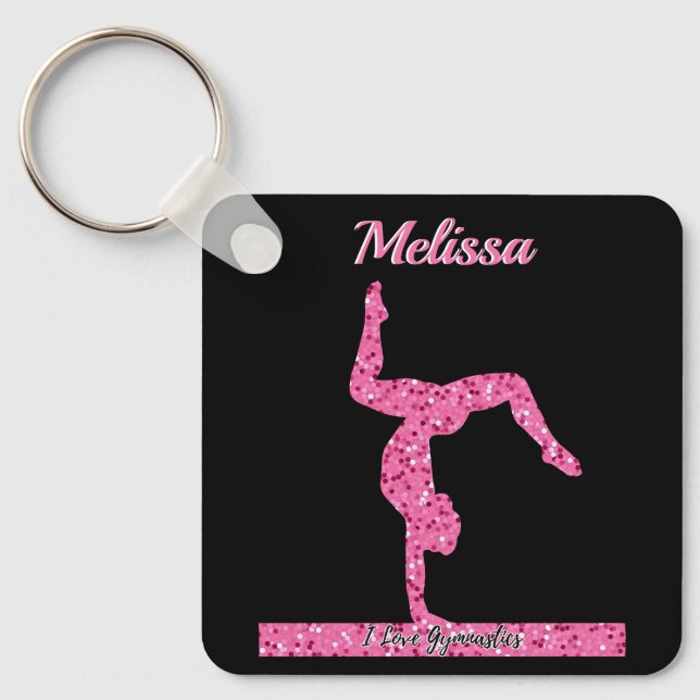 Chaveiro Gymnastics Girl Sparkle Beam Rosa (Frente)