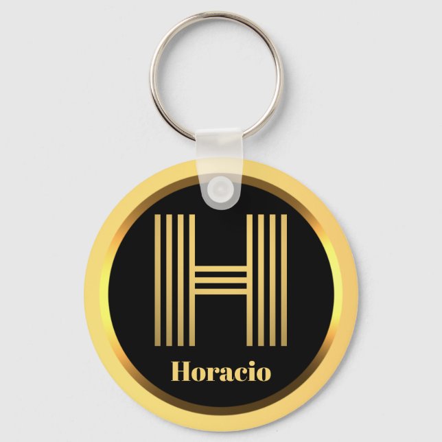 Chaveiro H Monograma Dourado Personalizado (Frente)