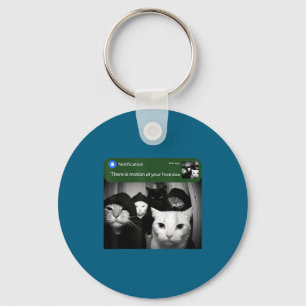 Chaveiro Há movimento na porta da frente gato engraçado mem
