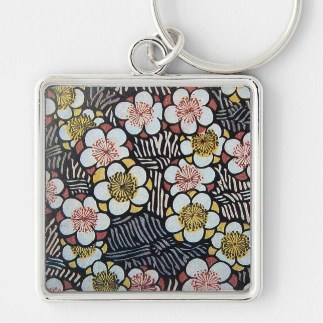 CHAVEIRO HAIKU/ PRETO BRANCO ROSA AMARELO FLORES DE PRIMAVE (Frente)
