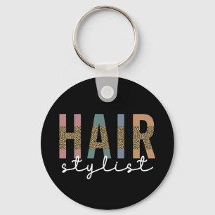 Chaveiro Hair Stylist Cheetah Typografia Hairdresser Gift