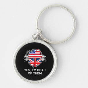 Chaveiro Half American Half British USA England Flag Mens W