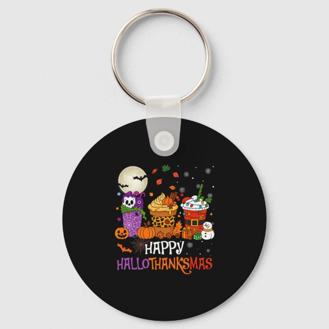 Chaveiro Hallothanksmas Halloween Dia de Ação de Graças Nat (Frente)