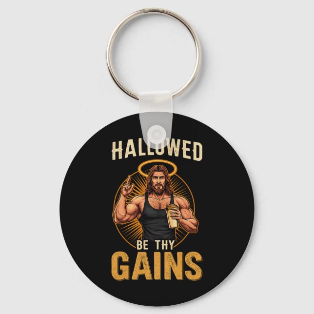 Chaveiro Hallow Be Thains Gains Christian Workout Gym Jesus (Frente)