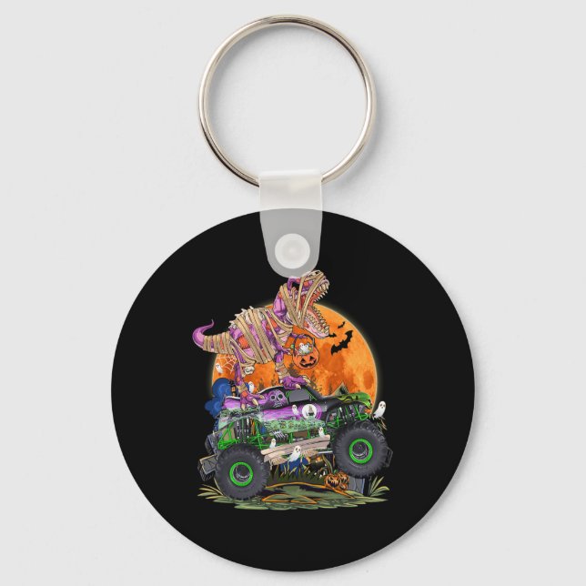 Chaveiro Halloween 2023 Dinossauro Esqueleto T rex Pumpk as (Frente)
