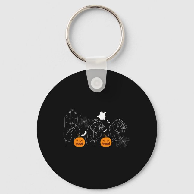 Chaveiro Halloween 31 de outubro Língua gestual surda-muda (Frente)