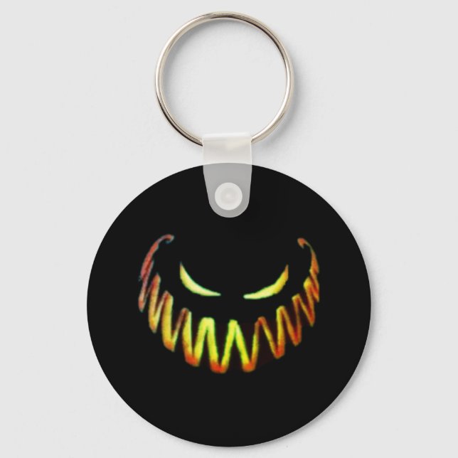 Chaveiro Halloween, abóbora assustadora (Frente)