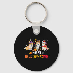 Chaveiro Halloween Ação de Graças Cachorros de Corgi Engraç