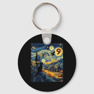 Chaveiro Halloween Black Cat Comma La Starry Night Art Kama