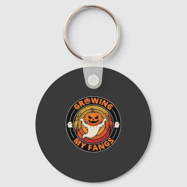 Chaveiro Halloween Crescendo Meus Dentes de Fantasma Abóbor (Frente)