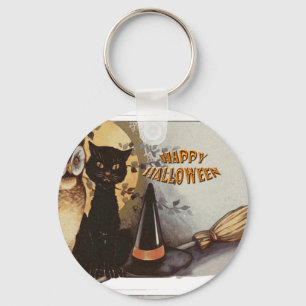 Chaveiro Halloween de Coruja e Gato
