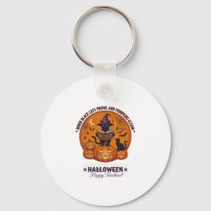 Chaveiro Halloween Feliz Professor Gato Preto Bruxa Abóbora