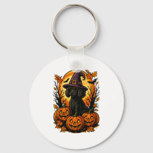 Chaveiro Halloween - Grafo-Negro-Poodle Witch Hat Pumpkins 