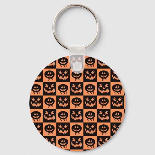 Chaveiro Halloween Pumpkin Face Ghost Spooky Patterno (Frente)