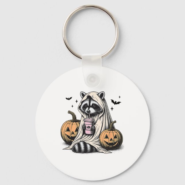 Chaveiro Halloween Raccoon Ghost (Frente)