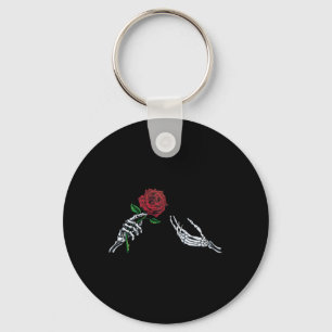 Chaveiro Halloween Skeleteen Rosa vermelha Mão Flor Mão Mul