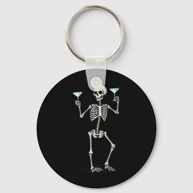 Chaveiro Halloween Skeleton Bebendo Martini Tail (Frente)