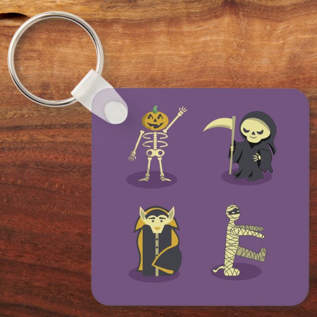 Chaveiro Halloween Skeleton Dracula Mummy Grim Reaper (Frente)