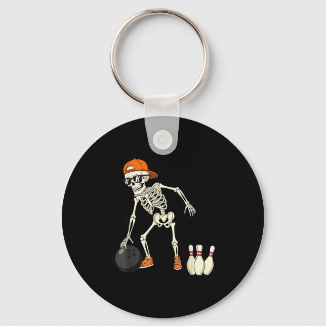 Chaveiro Halloween Skeleton Funny Bowling Lovers For Teens  (Frente)