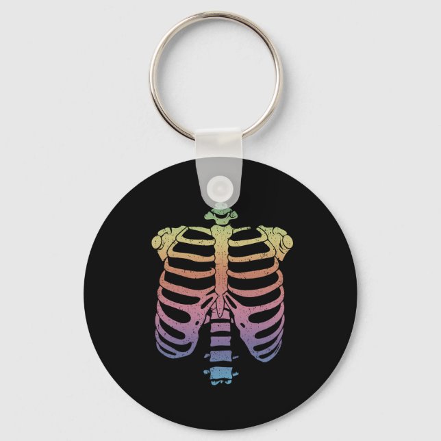 Chaveiro Halloween Skeleton Rib Cage Zombie Costume Tee (Frente)