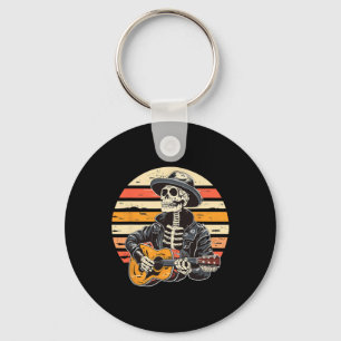 Chaveiro Halloween Skeleton Tocando Guitarra Rock E Roll E