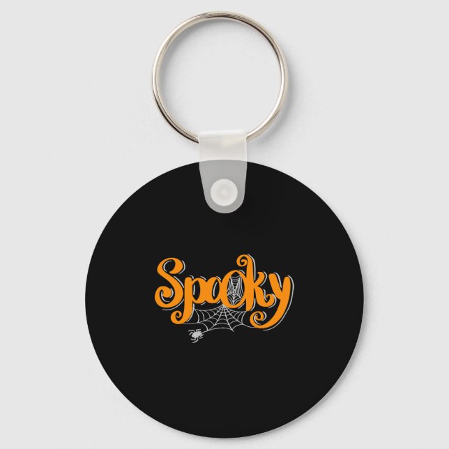 Chaveiro Halloween Spooky com aranha e teia de aranha (Frente)