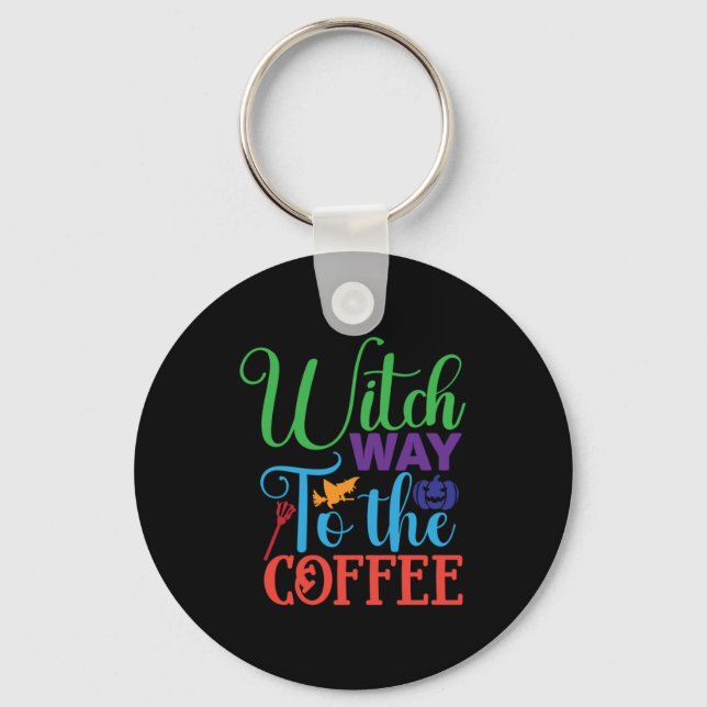 Chaveiro Halloween Witch Caminhando Para O Café (Frente)