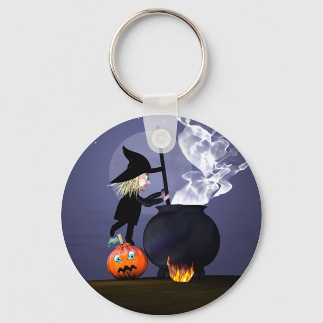 Chaveiro Halloween Witch e Cauldron (Frente)