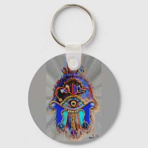 CHAVEIRO HAMSA ABSTRATO POR LIZ LOZ