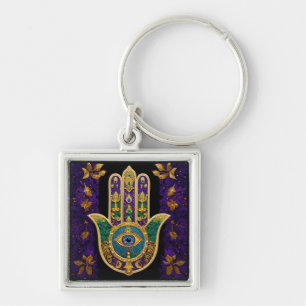 Chaveiro Hamsa Terceiro Olho Dourado Ornamentado