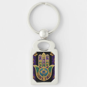 Chaveiro Hamsa Terceiro Olho Dourado Ornamentado