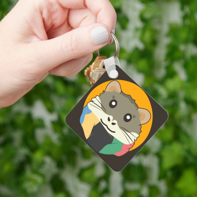 Chaveiro Hamster 🐹 o animal malvado com um cachecol listra (Mão)
