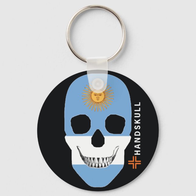 Chaveiro HANDSKULL Argentina,crânio feliz,bandeira argentin (Frente)