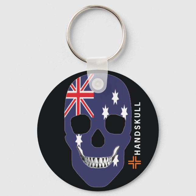 Chaveiro HANDSKULL Austrália,Crânio Feliz,Bandeira da Austr (Frente)