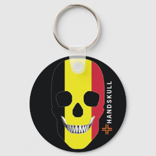 Chaveiro HANDSKULL Bélgica,Crânio feliz,Bandeira da Bélgica