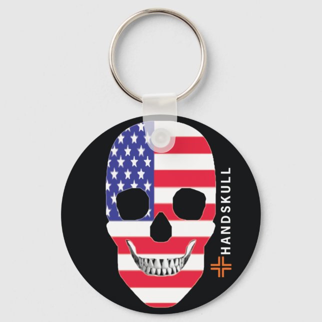 Chaveiro HANDSKULL Estados Unidos,Happy skull,bandeira dos  (Frente)