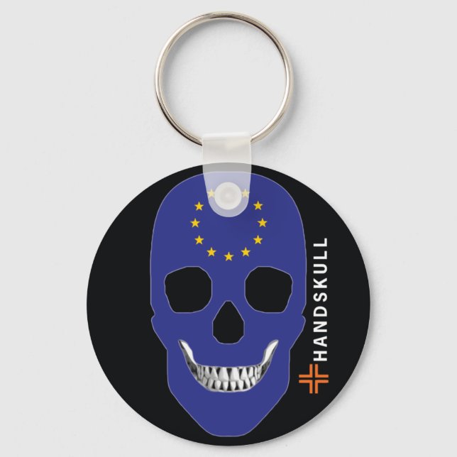 Chaveiro HANDSKULL Europa,Crânio Feliz,Bandeira da Europa (Frente)