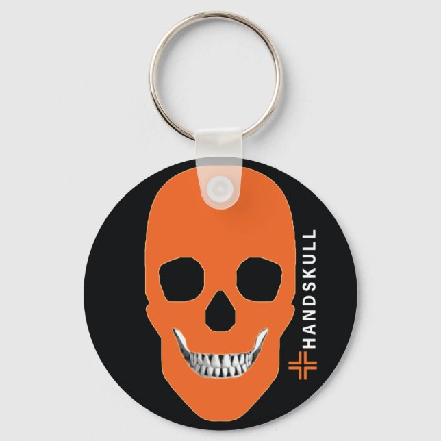 Chaveiro HANDSKULL Laranja,Crânio feliz,Bandeira laranja (Frente)