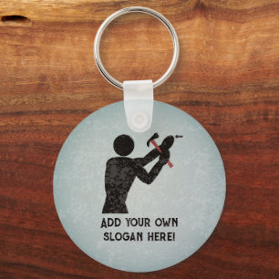 Chaveiro Handyman - DIY Cara com martelo - Adicionar nome/t