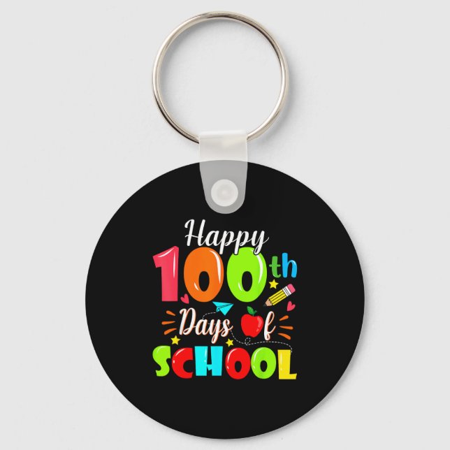 Chaveiro Happy 100th Day Of School Funny Teachers Sudents K (Frente)