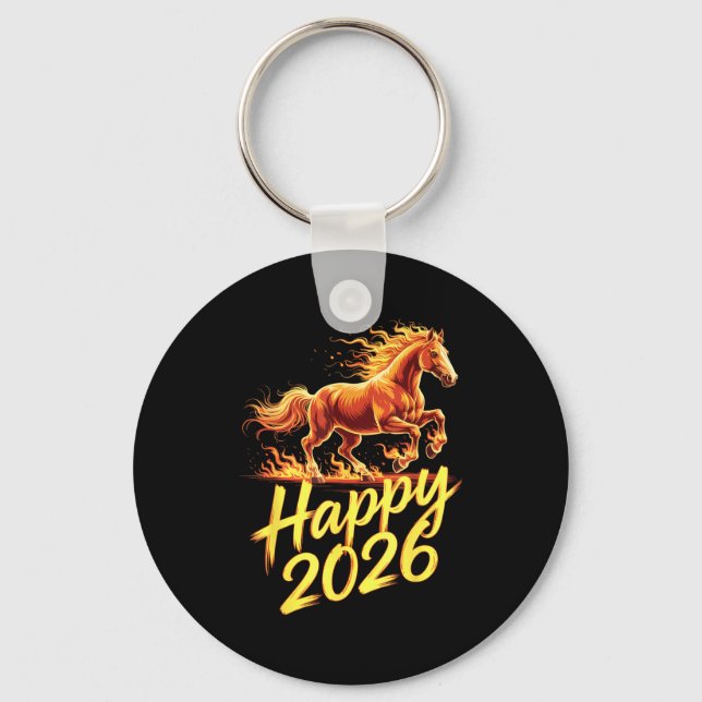 Chaveiro Happy 2026 Year Of The Horse Chinese Zodiac New Ye (Frente)