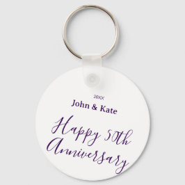Chaveiro Happy 50th anniversary purple name year simple 