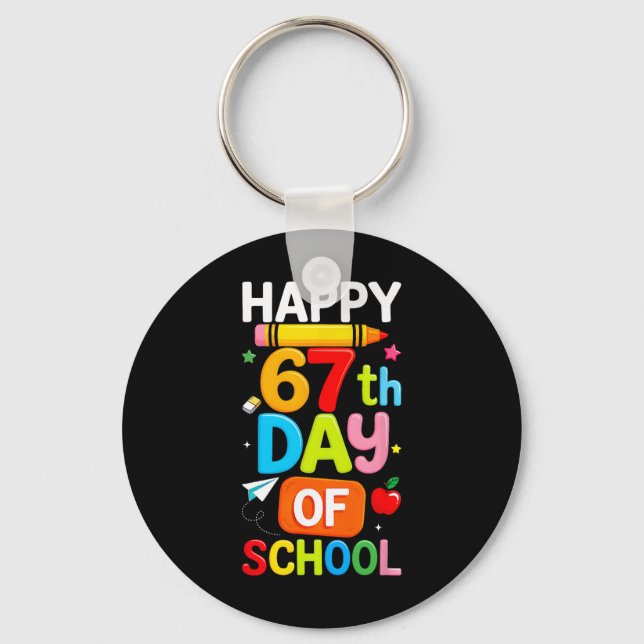 Chaveiro Happy 67th Day Of School Teacher Kids Six Seven 6  (Frente)