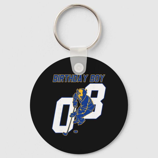 Chaveiro Happy 8th Birthday Boy Hockey Bison Ice Hockey The (Frente)