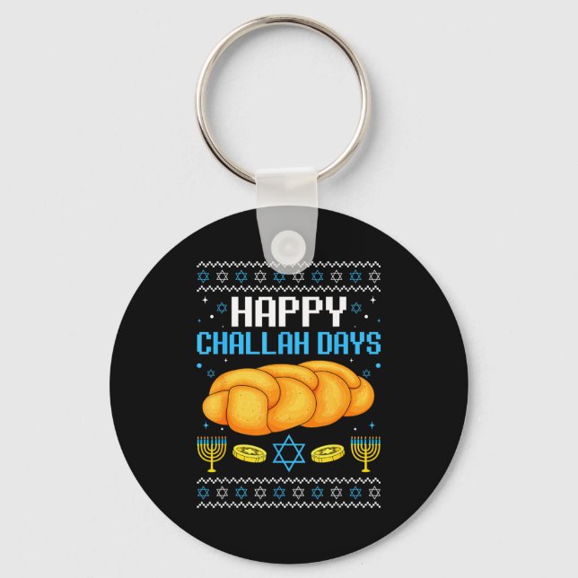 Chaveiro Happy Challah Days Ugly Christmas Hanukkah  (Frente)