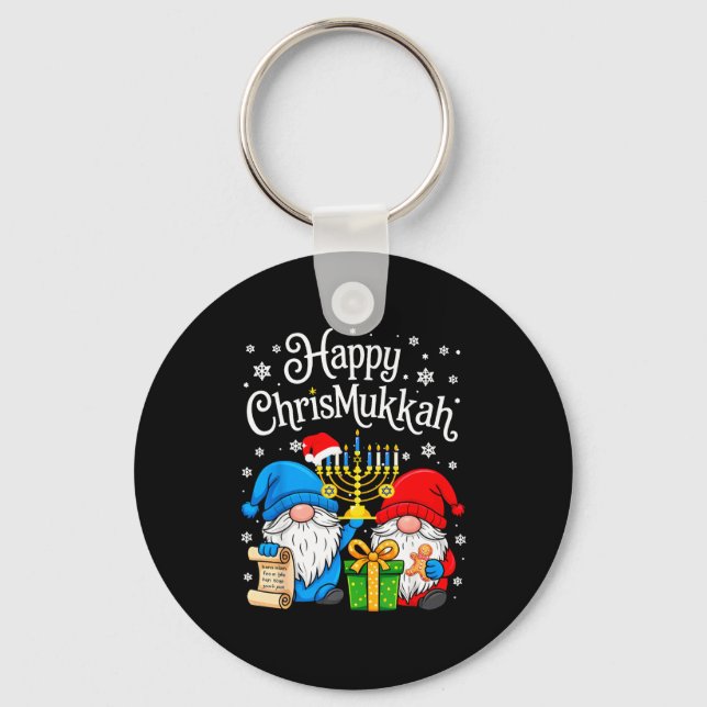 Chaveiro Happy Christmukkah Hanukkah Christmas Gnome Xmas F (Frente)