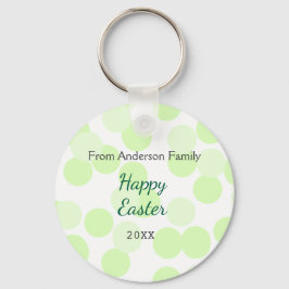 Chaveiro Happy Easter gray green polka dots family name