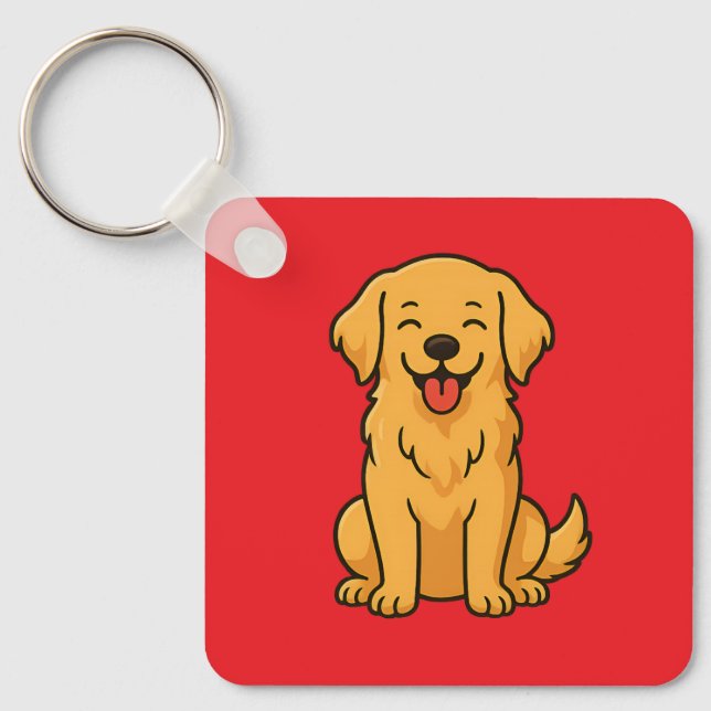 Chaveiro Happy Golden Retriever Dog – Cute Funny Pets (Frente)